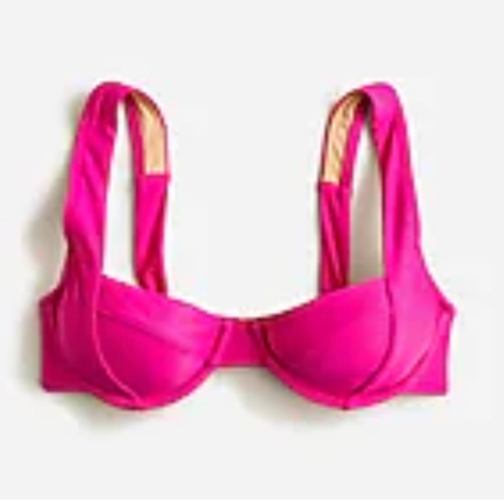 J Crew Hot Pink 42DD UNDERWIRE BIKINI TOP WITH CRISSCROSS STRAPS